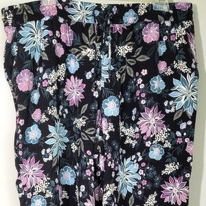 LOFT Plus Floral Palazzo Pants Blk 14w